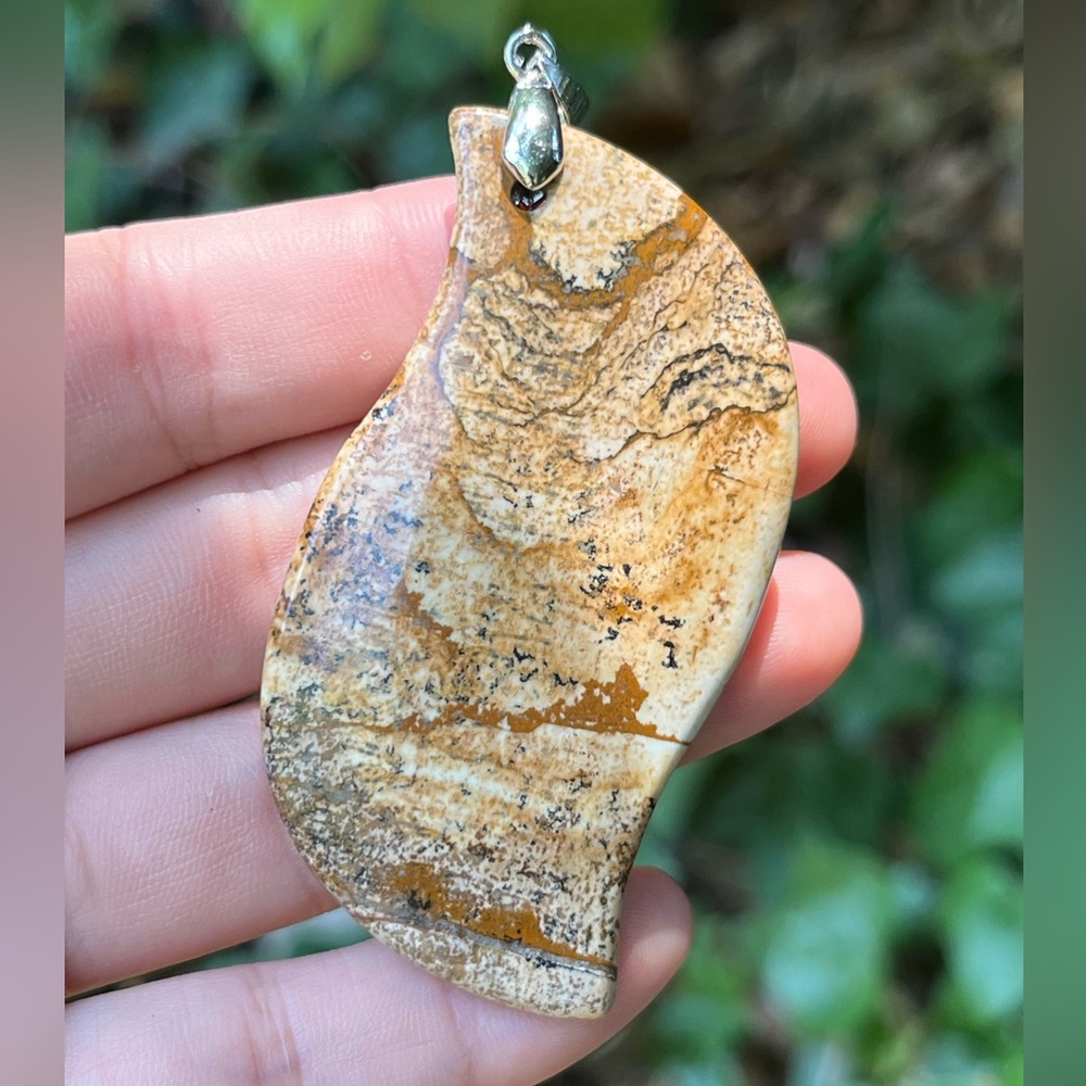 Large silver plated picture jasper pendant 1412‎
